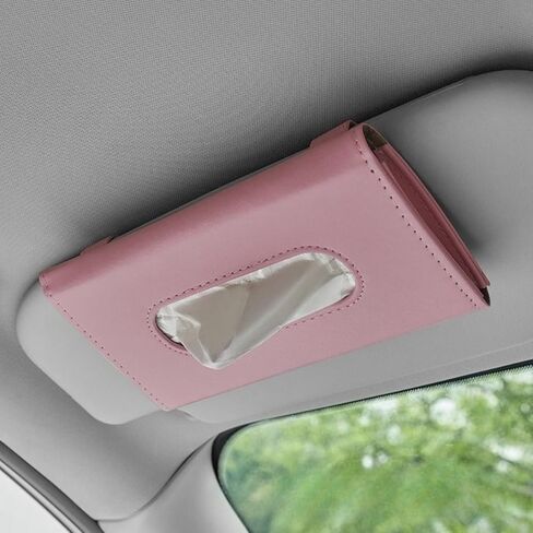 Exquisite Leather Car Sun Visor Tissue Box, Rear Seat Napkin Holder, Space Saving Decorative Accessories (Black) in Kuwait