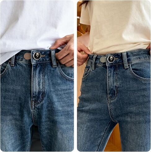 Skull Button Extenders for Jeans 4 Pack Waistband Expander for Women Men Metal Pants Waist Extenders No Sew Instant Buttons Extender in Saudi Arabia