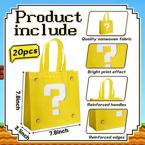 20Pcs Yellow Goodie Bags Non Woven Mini Cartoon Bags for Snacks Party Bags for Birthday Party Decorations Supplies in Saudi Arabia