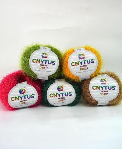 Sparkly Eyelash Fantasy Knitting Yarn | Metallic Lurex Nylon Short Eyelash Yarn | 50g (1.76oz) |140m(155 Yards) | Shiny Crochet Thread for Amigurumi & Decorative Projects (1, White) in Kuwait
