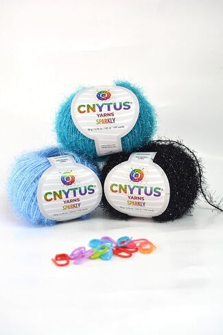 Sparkly Eyelash Fantasy Knitting Yarn | Metallic Lurex Nylon Short Eyelash Yarn | 50g (1.76oz) |140m(155 Yards) | Shiny Crochet Thread for Amigurumi & Decorative Projects (1, White) in Kuwait