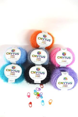 Sparkly Eyelash Fantasy Knitting Yarn | Metallic Lurex Nylon Short Eyelash Yarn | 50g (1.76oz) |140m(155 Yards) | Shiny Crochet Thread for Amigurumi & Decorative Projects (1, White) in Kuwait