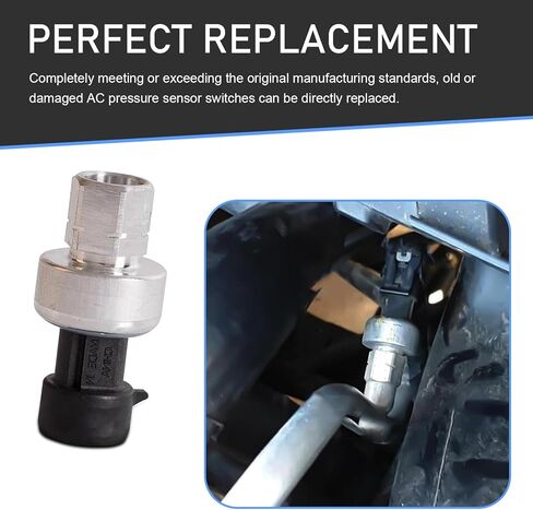 AC Pressure Sensor, High Temperature Resistant A/C Pressure Switch, Replace for OEM #13587668 13502759, Compatible with Buick GMC Opel Saab (Silver) in Saudi Arabia