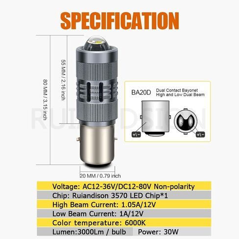 Ruiandsion BA20D Led Bulb in Kuwait