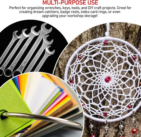 4 Pack 6 Inch Metal Rings Wrench Organizer Duty Easy Open & Close Metal Binder Rings for Tool Organization, DIY Crafts, Index Cards, Dream Catchers and Key Rings in Kuwait