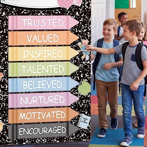 Breling Classroom Welcome Door Cover Composition Notebook Back to School Banner Welcome Wall Door Decor Porch Sign for First Day of School Preschool Classroom Sign Decor(Composition) in Kuwait