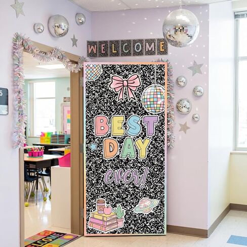 Breling Classroom Welcome Door Cover Composition Notebook Back to School Banner Welcome Wall Door Decor Porch Sign for First Day of School Preschool Classroom Sign Decor(Composition) in Kuwait