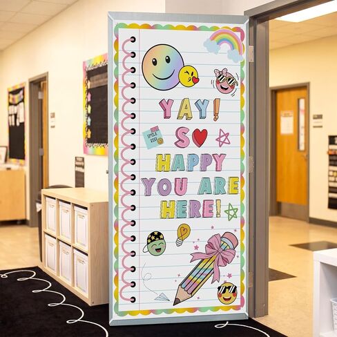 Breling Classroom Welcome Door Cover Composition Notebook Back to School Banner Welcome Wall Door Decor Porch Sign for First Day of School Preschool Classroom Sign Decor(Composition) in Kuwait