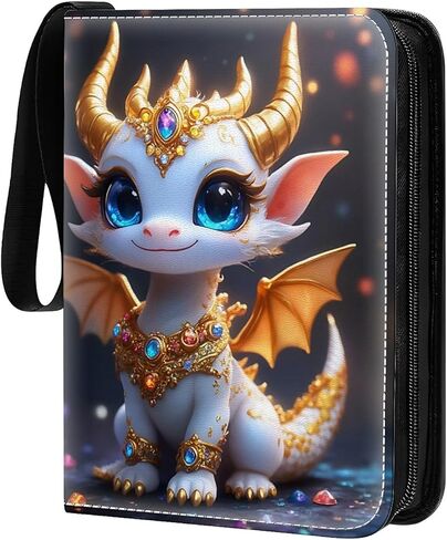 Card Binder 900 Pockets, 50 Sleeves Large Binder Trading Cards Holder 9 Pocket, Storage Organizer, Album Folder Case Protector Collector Gift Colourful Dragonfly Pink Lily Pads Resting in Saudi Arabia