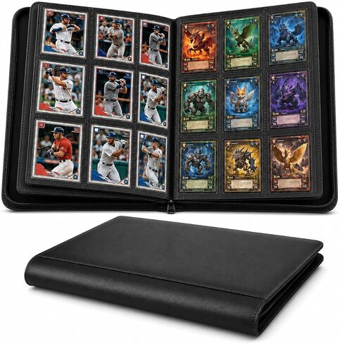 288 Card Trading Card Binder for Trading Cards – 9 Pocket Ringless Double Sided Pages| Large Capacity Side-Loading 3''x4'' Baseball Card Binder, Premium Storage for TCG & Sports Cards, PVC-Free in Kuwait