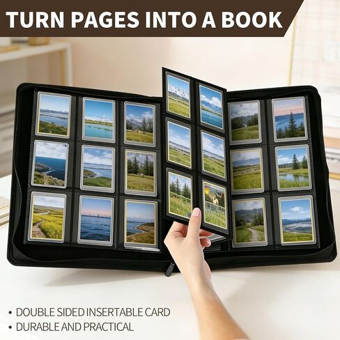288 Card Trading Card Binder for Trading Cards – 9 Pocket Ringless Double Sided Pages| Large Capacity Side-Loading 3''x4'' Baseball Card Binder, Premium Storage for TCG & Sports Cards, PVC-Free in Kuwait
