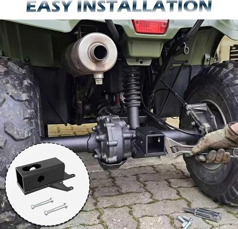 Heavy Duty 2" ATV Hitch Receiver - No Drill Bolt-On Rear Trailer Hitch Compatible with Honda Rancher Foreman Rubicon TRX350/400/420/450/500/520 2000-2026 Models (Solid Rear Axle Only) in Saudi Arabia