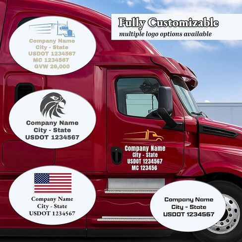 Set of 2 Custom USDOT Decals – Personalized Truck Door Stickers with Optional Company Logo, Squeegee Included, Weatherproof Vinyl for DOT, MC Number, Tow Truck, or Van in Saudi Arabia
