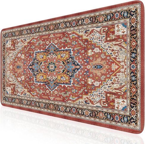 iCasso Rug Desk Mat Retro,Extra Large Desk Pad Non Slip,XXL Keyboard Mat for Home,Long Extended Gaming Mouse Pad with Stitched Edges,Desk Cover Mat for Office Decor (Brown) in Kuwait