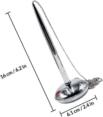 OUNONA Counter Signature Pen with Silver Chain and Weighted Base Desk Pen for Bank and Hotel Front Desk Office Stationery for Secure Writing and Customer Use in Kuwait