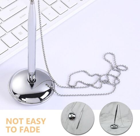 OUNONA Counter Signature Pen with Silver Chain and Weighted Base Desk Pen for Bank and Hotel Front Desk Office Stationery for Secure Writing and Customer Use in Kuwait