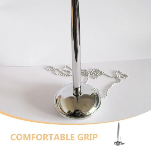OUNONA Counter Signature Pen with Silver Chain and Weighted Base Desk Pen for Bank and Hotel Front Desk Office Stationery for Secure Writing and Customer Use in Kuwait