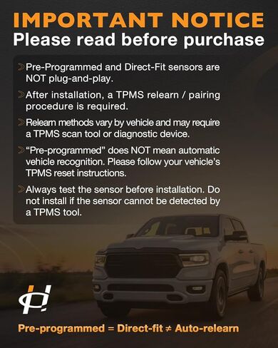 مستشعر TPMS مبرمج مسبقًا 433 ميجا هرتز، مستشعر مراقبة ضغط الإطارات متوافق مع Ram 1500 2019-2025، استبدال #68293199AA، 4 قطع in Kuwait