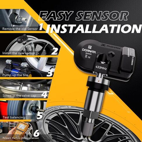 TPMS Sensor,Pre-Programmed Tire Pressure Monitoring Sensor-Compatible with Mercedes Maserati-B246,C205,E212,G463,CLA117,CLS218,GranTurismo-433MHz-Replace OE#A0009050030,670002790 in Saudi Arabia
