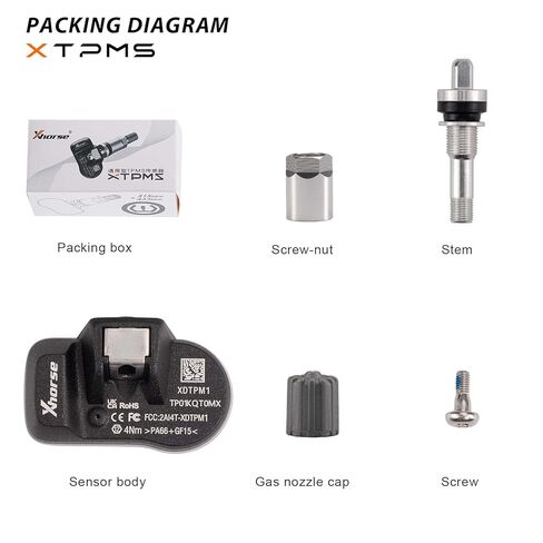 Xhorse Universal TPMS Sensors Set of 4, Tire Pressure Sensor 2 in 1 (315MHz + 433MHz) Press-in OE Sensors Programmable by Xhorse Key Tool Max Pro, Key Tool MIDI, KTP in Saudi Arabia