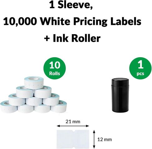 NATURALABEL 10,000 pcs Blank White Price Gun Labels for NT5500/MX 5500 - Includes 1 Ink Roller, Permanent Adhesive (10 Rolls) in Saudi Arabia