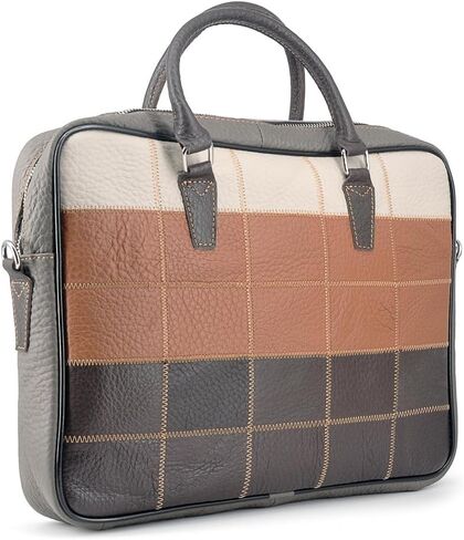 Top Grain Leather Laptop Handbag Multicolor Patchwork Laptop Messenger Shoulder Bags Crossbody Computer Briefcase in Saudi Arabia