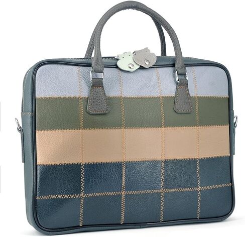 Top Grain Leather Laptop Handbag Multicolor Patchwork Laptop Messenger Shoulder Bags Crossbody Computer Briefcase in Saudi Arabia