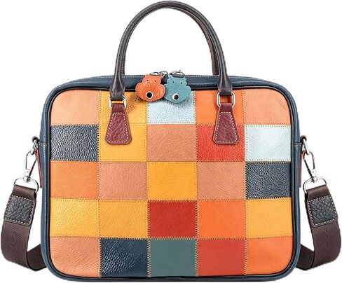 Top Grain Leather Laptop Handbag Multicolor Patchwork Laptop Messenger Shoulder Bags Crossbody Computer Briefcase in Saudi Arabia