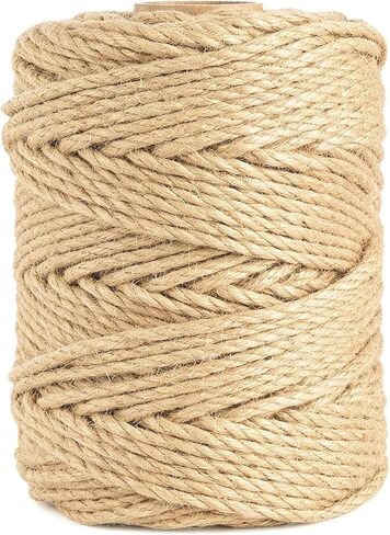 5MM x 100FT Natural Jute Twine, 12Ply Thick Twine, Heavy Duty Jute Rope for DIY Crafts,Cat Scratching Post,Packaging Braided,Gardening, Bundling,Home Decor in Saudi Arabia