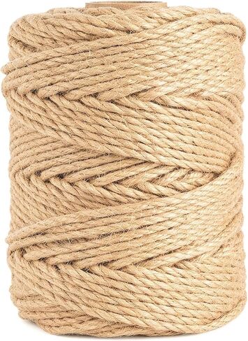 5MM x 100FT Natural Jute Twine, 12Ply Thick Twine, Heavy Duty Jute Rope for DIY Crafts,Cat Scratching Post,Packaging Braided,Gardening, Bundling,Home Decor in Saudi Arabia