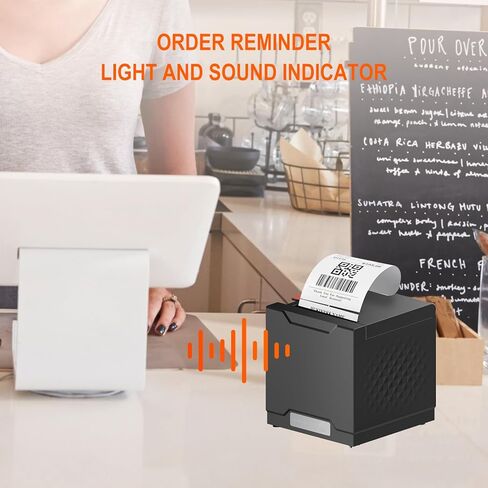 Thermal Receipt Printer, Restaurant Kitchen Printer, 80mm POS Printer with Auto Cutter, USB/Ethernet Interface, for Windows/Mac/Linux, Not Compatible with Square in Saudi Arabia