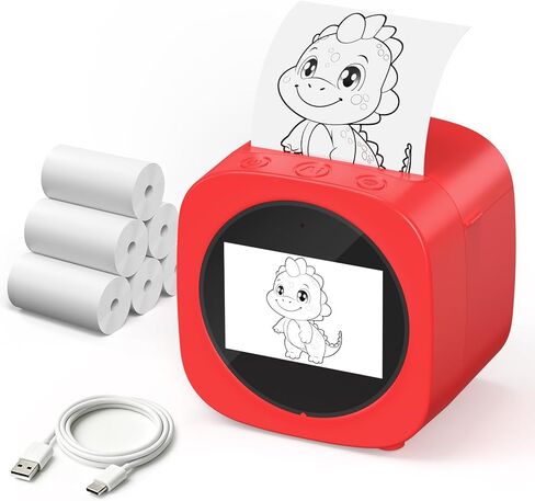 Sticker Box AI Printer: Voice Recognition - Turn Ideas into Reality instantly-Portable Design - Fantastic Birthday Gift for Boys and Girls Ages 3-12-Includes 6 Rolls of Printing Paper - 6 Art Modes in Saudi Arabia