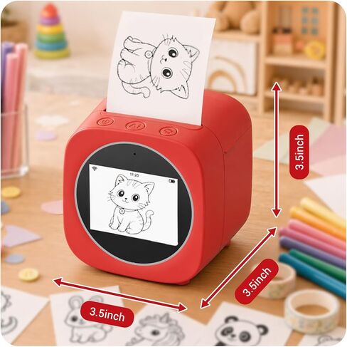 Sticker Box AI Printer: Voice Recognition - Turn Ideas into Reality instantly-Portable Design - Fantastic Birthday Gift for Boys and Girls Ages 3-12-Includes 6 Rolls of Printing Paper - 6 Art Modes in Saudi Arabia