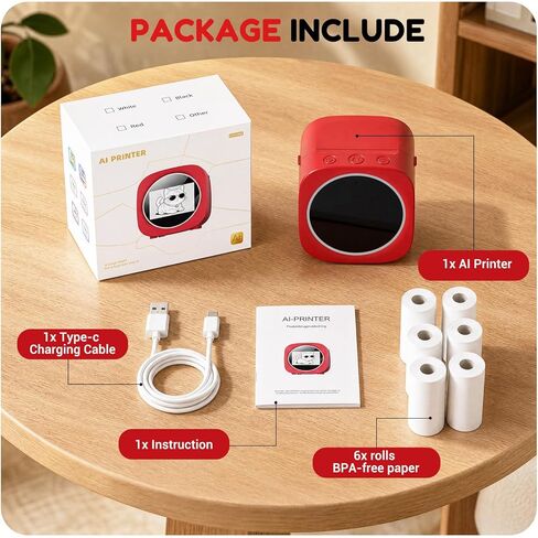 Sticker Box AI Printer: Voice Recognition - Turn Ideas into Reality instantly-Portable Design - Fantastic Birthday Gift for Boys and Girls Ages 3-12-Includes 6 Rolls of Printing Paper - 6 Art Modes in Saudi Arabia