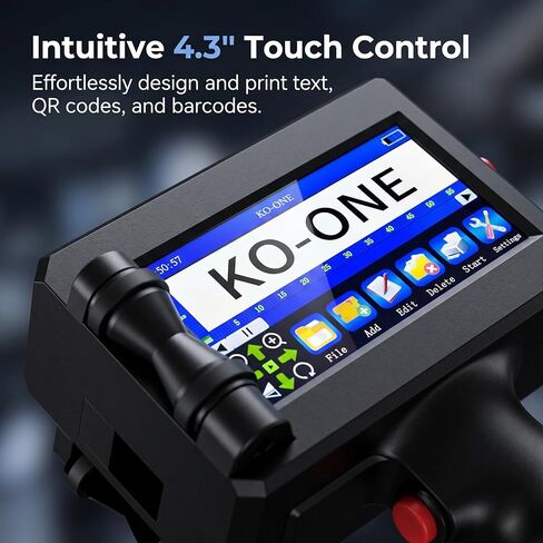 KOONE Handheld Inkjet Printer, 0.5 Inch Nozzle, Portable Inkjet Printer Gun for Text QRCode Barcode Production Date Time Logo Batch Number Print on Metal Wood Glass Cloth Carton Plastic (Black) in Kuwait