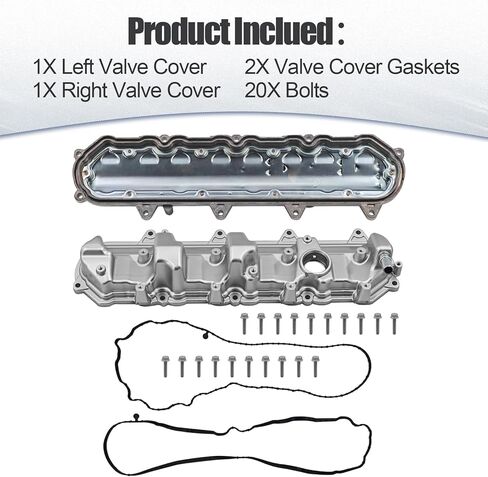 12623927 12623926 Right&Left Aluminum Engine Valve Cover Set Compatible with Chevy Silverado 1500 2014-2019, Suburban 2015-2020, fits for Gmc sierra 1500 2014-2019 5.3L 6.2L,12727455 in Saudi Arabia