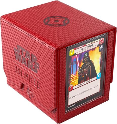 Gamegenic Star Wars Unlimited DECK POD - ارفع مستوى تجربة الألعاب الخاصة بك! صندوق سطح فاخر، يحمل 60 بطاقة بأكمام مزدوجة، مصمم لـ Star Wars Unlimited TCG، لون أحمر، مصنوع in Kuwait
