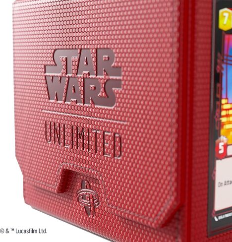 Gamegenic Star Wars Unlimited DECK POD - ارفع مستوى تجربة الألعاب الخاصة بك! صندوق سطح فاخر، يحمل 60 بطاقة بأكمام مزدوجة، مصمم لـ Star Wars Unlimited TCG، لون أحمر، مصنوع in Kuwait