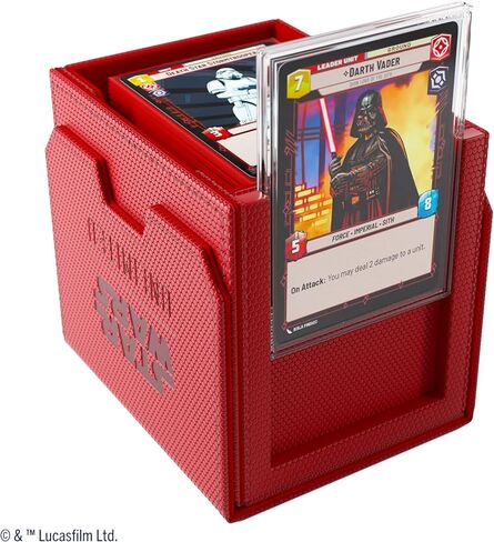 Gamegenic Star Wars Unlimited DECK POD - ارفع مستوى تجربة الألعاب الخاصة بك! صندوق سطح فاخر، يحمل 60 بطاقة بأكمام مزدوجة، مصمم لـ Star Wars Unlimited TCG، لون أحمر، مصنوع in Kuwait