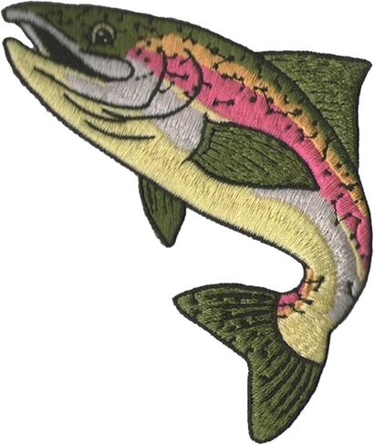 Rainbow Trout Fish Wildlife Nature Patch, Iron-on/Sew-on Badge Funny Fishing Patch Embroidered Applique Patches for Crafts, Hats, Backpacks, Jeans, Jackets, Trucker Hat, Bags, Clothing in Saudi Arabia