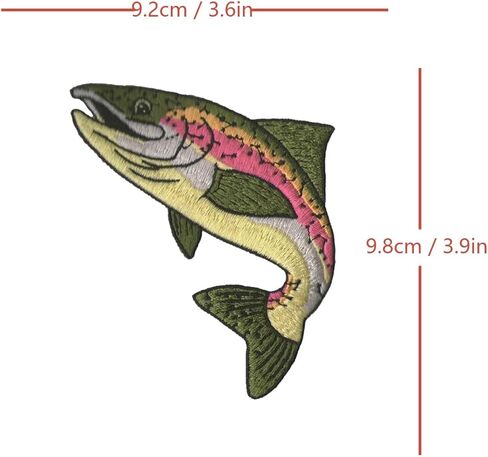 Rainbow Trout Fish Wildlife Nature Patch, Iron-on/Sew-on Badge Funny Fishing Patch Embroidered Applique Patches for Crafts, Hats, Backpacks, Jeans, Jackets, Trucker Hat, Bags, Clothing in Saudi Arabia