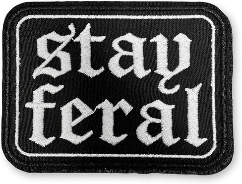 Stay Feral Bumper Hook and Loop Patch القوطية مخيف القيادة الفكاهة سيارة هوك وحلقة بقع مطرزة زين لحقائب الظهر، ويسخر الكلب، والعسكرية التكتيكية، والقبعات، والخوذات 3 بوصات in Kuwait