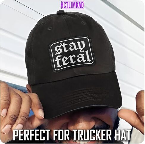 Stay Feral Bumper Hook and Loop Patch القوطية مخيف القيادة الفكاهة سيارة هوك وحلقة بقع مطرزة زين لحقائب الظهر، ويسخر الكلب، والعسكرية التكتيكية، والقبعات، والخوذات 3 بوصات in Kuwait
