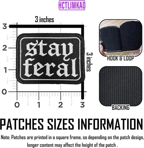 Stay Feral Bumper Hook and Loop Patch القوطية مخيف القيادة الفكاهة سيارة هوك وحلقة بقع مطرزة زين لحقائب الظهر، ويسخر الكلب، والعسكرية التكتيكية، والقبعات، والخوذات 3 بوصات in Kuwait