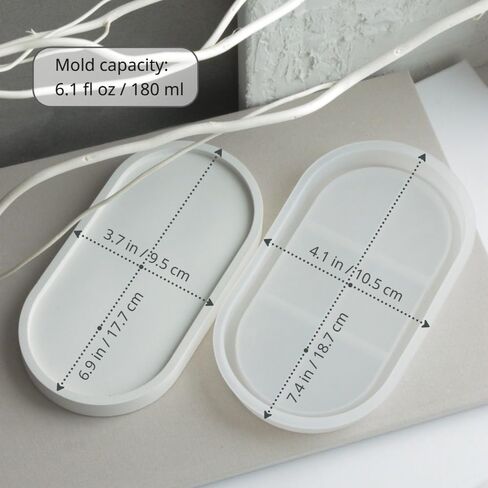 3PCS Silicone Tray Mold Set – Round & Oval Resin Molds for Plaster, Concrete & Epoxy, Jewelry Tray, Trinket Dish & Candle Holder DIY – Form Me in Saudi Arabia