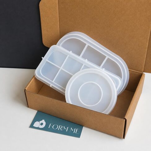 3PCS Silicone Tray Mold Set – Round & Oval Resin Molds for Plaster, Concrete & Epoxy, Jewelry Tray, Trinket Dish & Candle Holder DIY – Form Me in Saudi Arabia