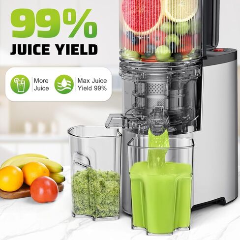 Cold Press Juicer, 5.8" Wide Feed Chute Juice Extractor Machine with 400W, High Juice Yield, Slow Masticating Juicer for Whole Vegetables & Fruits, Textured black in Saudi Arabia