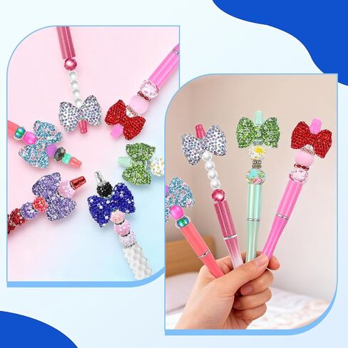 8PCS Rhinestone Bows Beads for Pens, Rhinestone Focal Bead for Crafts, Bow Rhinestones Acrylic Tassel Beads for Pen, Colorful Bowknot Bead for DIY Pens Jewelry Keychain Making Suppliers in Kuwait