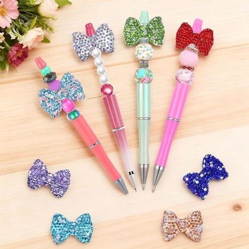 8PCS Rhinestone Bows Beads for Pens, Rhinestone Focal Bead for Crafts, Bow Rhinestones Acrylic Tassel Beads for Pen, Colorful Bowknot Bead for DIY Pens Jewelry Keychain Making Suppliers in Kuwait
