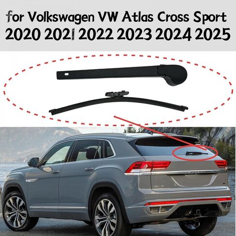 ذراع شفرة الممسحة الخلفية لسيارة Volkswagen VW Atlas Cross Sport 2020 2021 2022 2023 2024 2025 S SE SEL Premium R-Line ذراع شفرة ممسحة زجاج أمامي أسود خلفي in Kuwait
